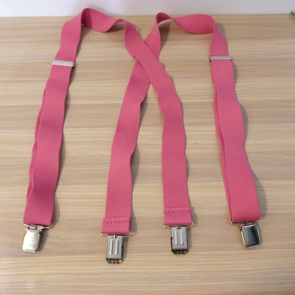Suspender‎ Mens Pink Clip On X Back Adjustable Strap Stretch Prom Bright Adult - Picture 3 of 8